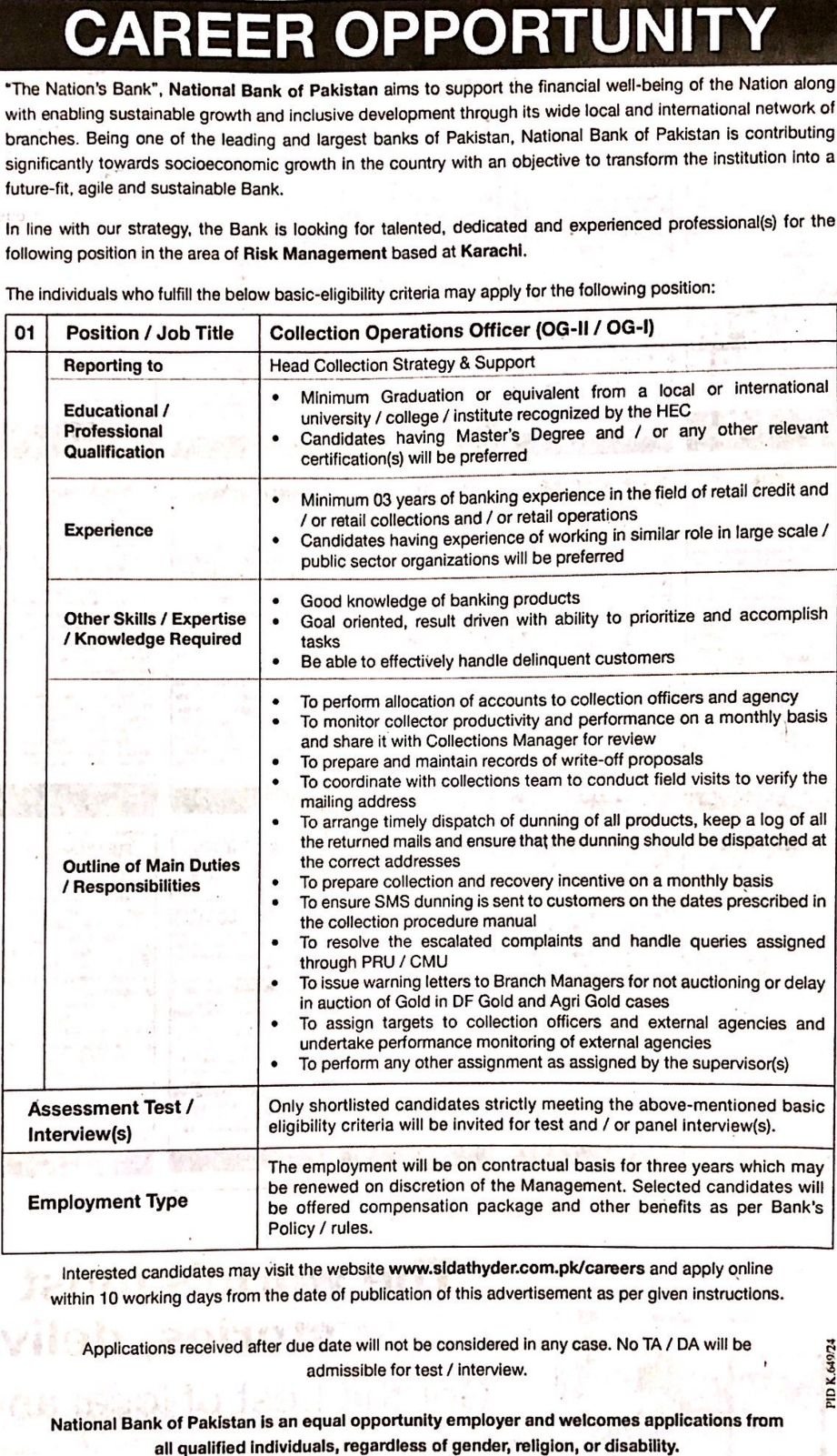 Collection Operations Officer 